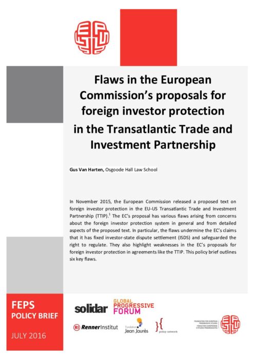 Flaws in the European Commission’s proposals for foreign investor protection in TTIP preview
