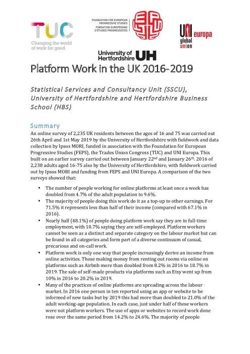 Platform work in the UK 2016-2019 preview