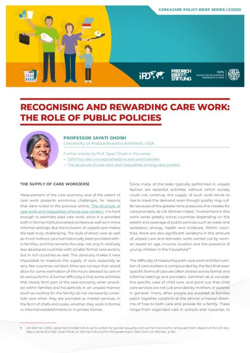 Recognising and rewarding care work: the role of public policies preview