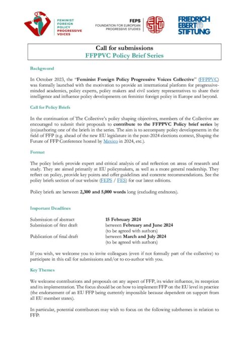 Call for submissions - FFPPVC preview