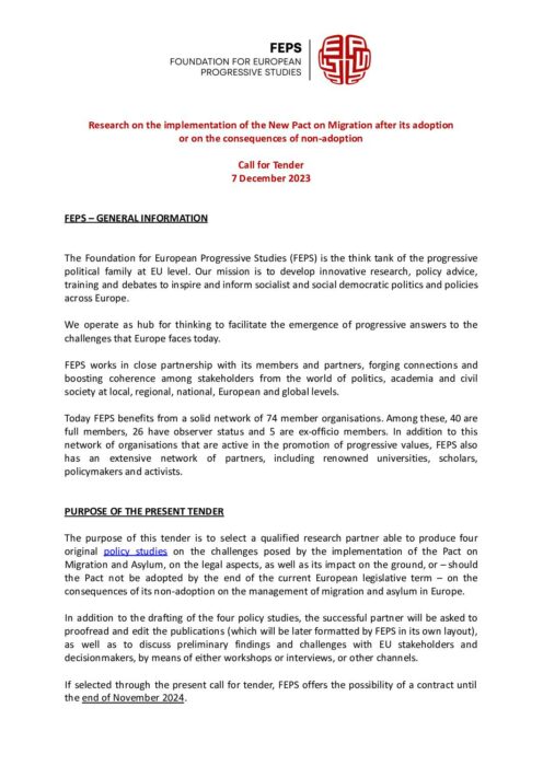 FEPS-Call-For-Tender-Research-implementation-of-Pact-on-migration preview