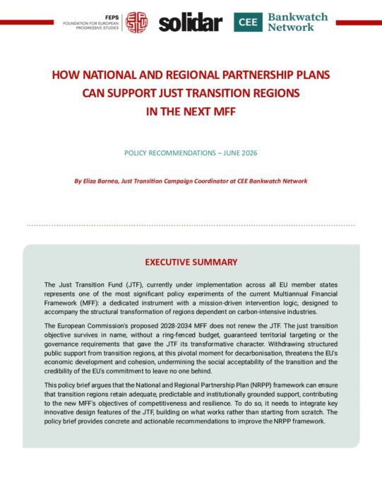 How National and Regional Partnership Plans can support just transition regions in the next MFF preview