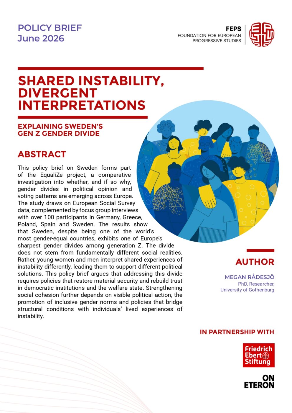 Cover of the publication "Shared instability, divergent interpretations Explaining Sweden's Gen Z gender divide"