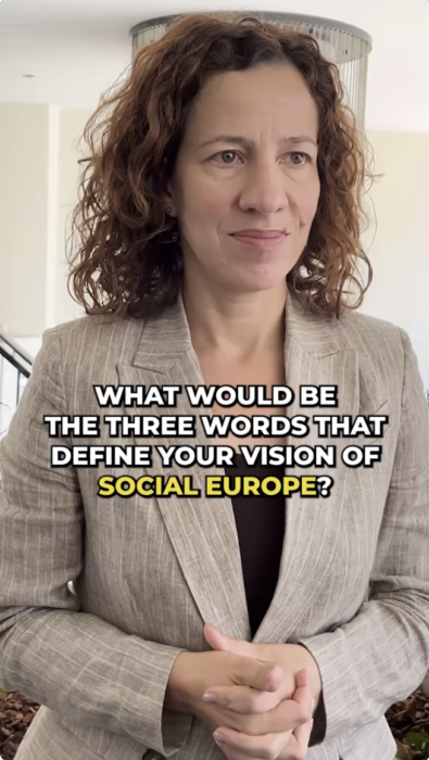 🇪🇺 🌹 How would you describe a #SocialEurope in three words? With Roxana Mînzatu